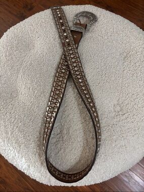 Women’s Nocona size L western leather bling show belt 1996 vintage GORGEOUS